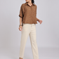 Cocoa Brown Pearl-Diamond Oversized Shirt