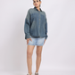 Oversized Dark Mid Blue Denim Shirt with Dropped Shoulder