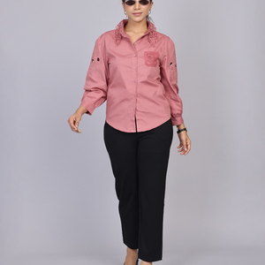 Rose Cutwork Embroidered Cotton Shirt