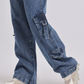 High-Waist Cargo Wide-Leg Jeans