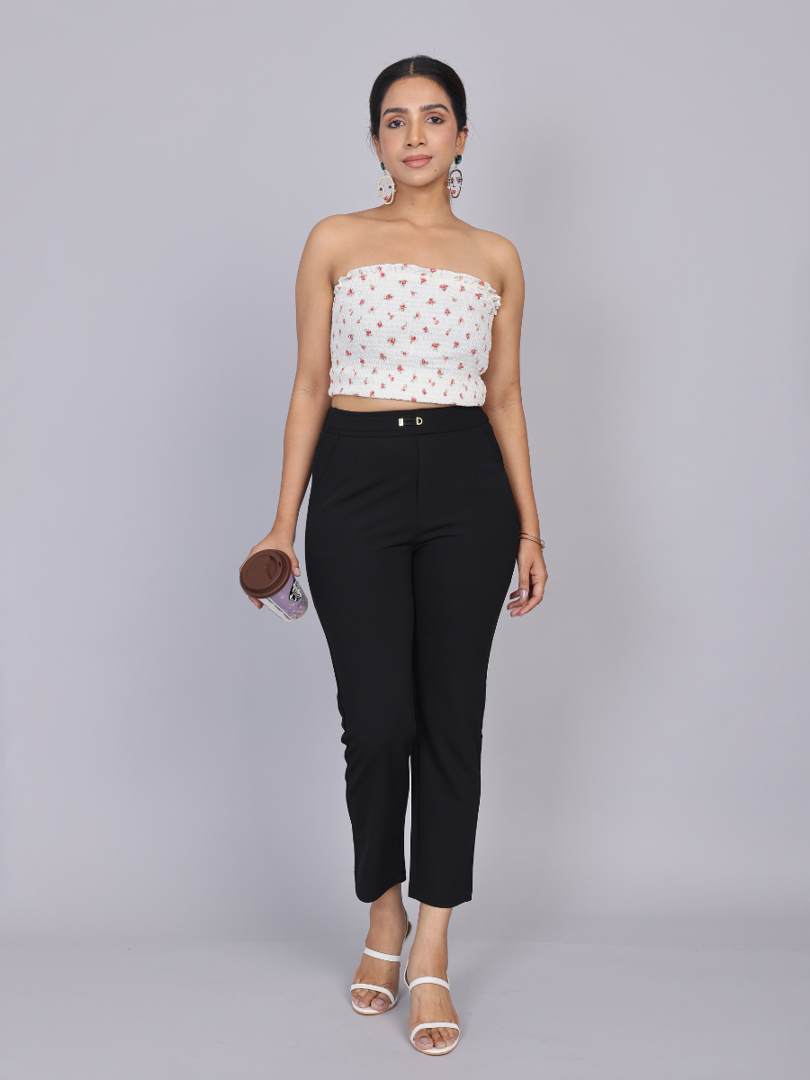 Classic Black Ankle-Length Trousers