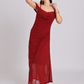 Maroon Red Draped Cold-Shoulder Maxi Dress
