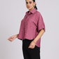 Rosy Pink Pearl-Diamond Oversized Shirt