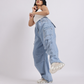 Light Blue Wide-Leg Cargo Jeans