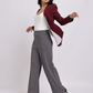 Grey High-Waist Tailored Wide-Leg Trousers