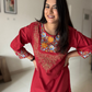 Red Embroidered Cotton Dress
