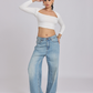 Chic & Sexy Square Neck Fitted Crop Top - White