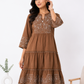 Mocha Rose Embroidered Cotton Dress
