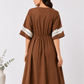Mocha Brown Embroidered Flared Dress