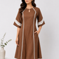 Mocha Brown Embroidered Flared Dress