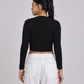 Chic & Sexy Square Neck Fitted Crop Top - Black