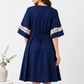 Midnight Blue Embroidered Flared Dress