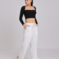 Chic & Sexy Square Neck Fitted Crop Top - Black