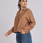Elegant Rust Brown Pearl - Trim Shirt