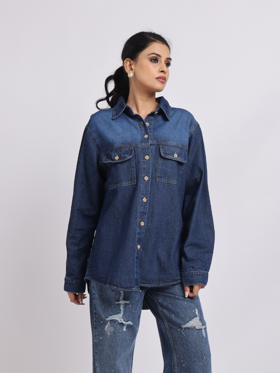 Dark Blue Denim Shirt