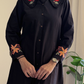 Embroidered Black Collar Dress