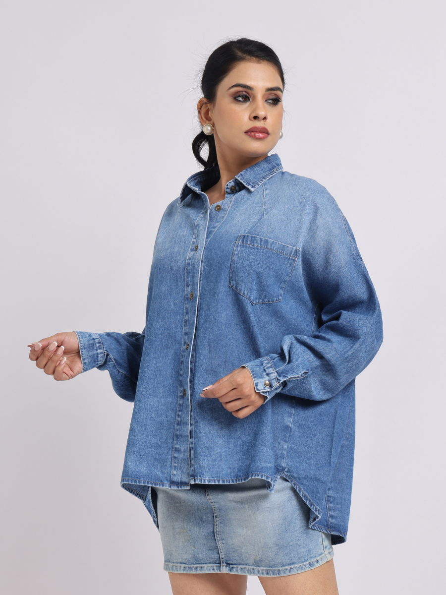 Oversized Light-Blue Denim Shirt