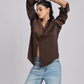 Rich Mocha Satin Long-Sleeve Shirt