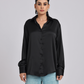 Premium Black Satin Long-Sleeve Shirt