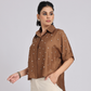 Cocoa Brown Pearl-Diamond Oversized Shirt