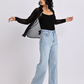 Light Blue Rhinestone-Embellished Wide-Leg Denim Jeans
