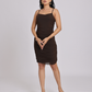 Chocolate Brown Ruched Midi Bodycon