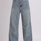 Vintage Blue Pearl Bow Straight-Fit Denim Jeans