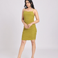 Olive Green Ruched Bodycon Mini Dress