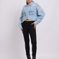 Light Blue Distressed Cropped Denim Jacket