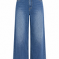 Blue Rhinestone Embellished High Waist Wide Leg Jeans