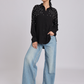 Black Oversized Pearl & Diamond Embellished Shirt