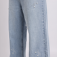 Light Blue Pearl Bow Straight-Fit Jeans