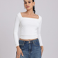 White Side Elastic Ruched Crop Top