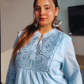 Sky Bloom Embroidered Cotton Dress