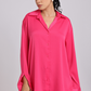 Pink Premium Flowy Satin Oversized Shirt