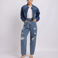 Blue Denim Jacket | Cropped Fit with Front Zipper Detail