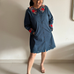 Embroidered Blue Collar Dress