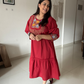 Red Embroidered Cotton Dress