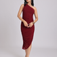 Wine Swarovski One-Shoulder Bodycon Dress