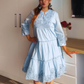 Sky Bloom Embroidered Cotton Dress
