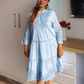 Sky Bloom Embroidered Cotton Dress