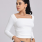 White Side Elastic Ruched Crop Top