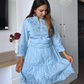 Sky Bloom Embroidered Cotton Dress