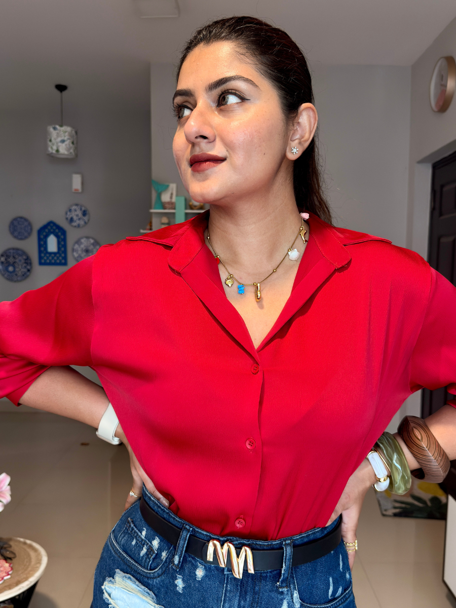 Scarlet Luxe Relaxed-Fit Shirt