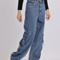 High-Waist Cargo Wide-Leg Jeans