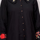Embroidered Black Collar Dress