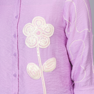 Buy Lilac Blossom Embroidered Shirt for Women Online in India