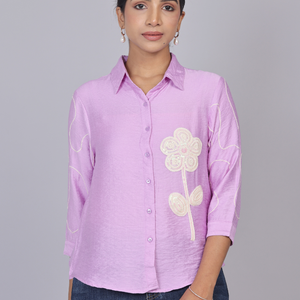Buy Lilac Blossom Embroidered Shirt for Women Online in India