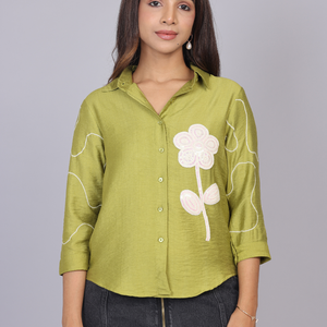 Buy Lime Bloom Embroidered Shirt for Women Online in India