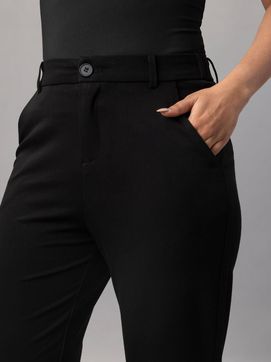 Elegant Black Slim Tapered Formal Trousers for Women – Natica